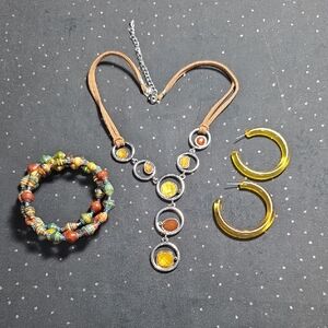Colorful Circle Pendant Necklace Set